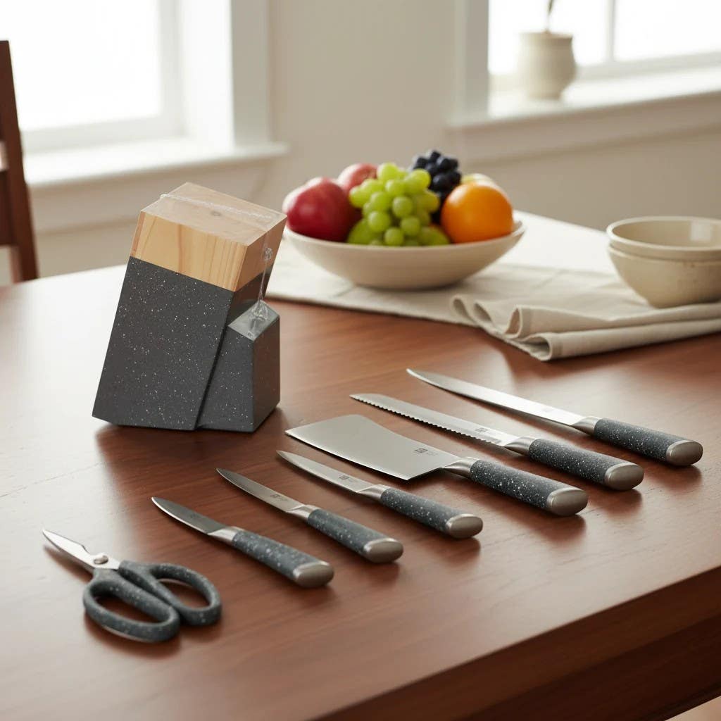 Temiov 8-Piece Chef Knife Set | Premium Stainless Steel Blades & Space-Saving Holder