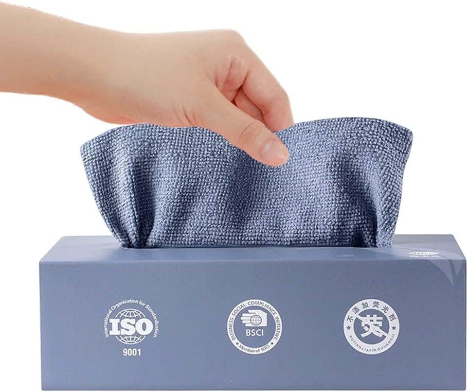 Goodern Microfiber Cleaning Cloths - 20 Sheets, Reusable Towels - Blue
