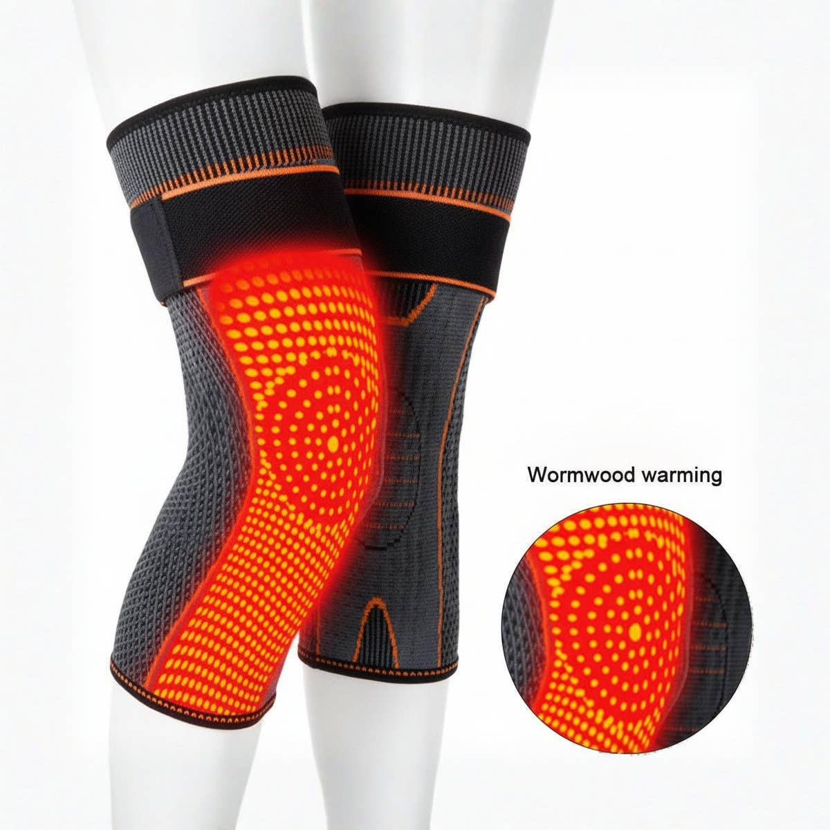 Artemisia Argyi Knee Support Sleeve, Elastic Thermal Wrap, Unisex, Adjustable & Breathable