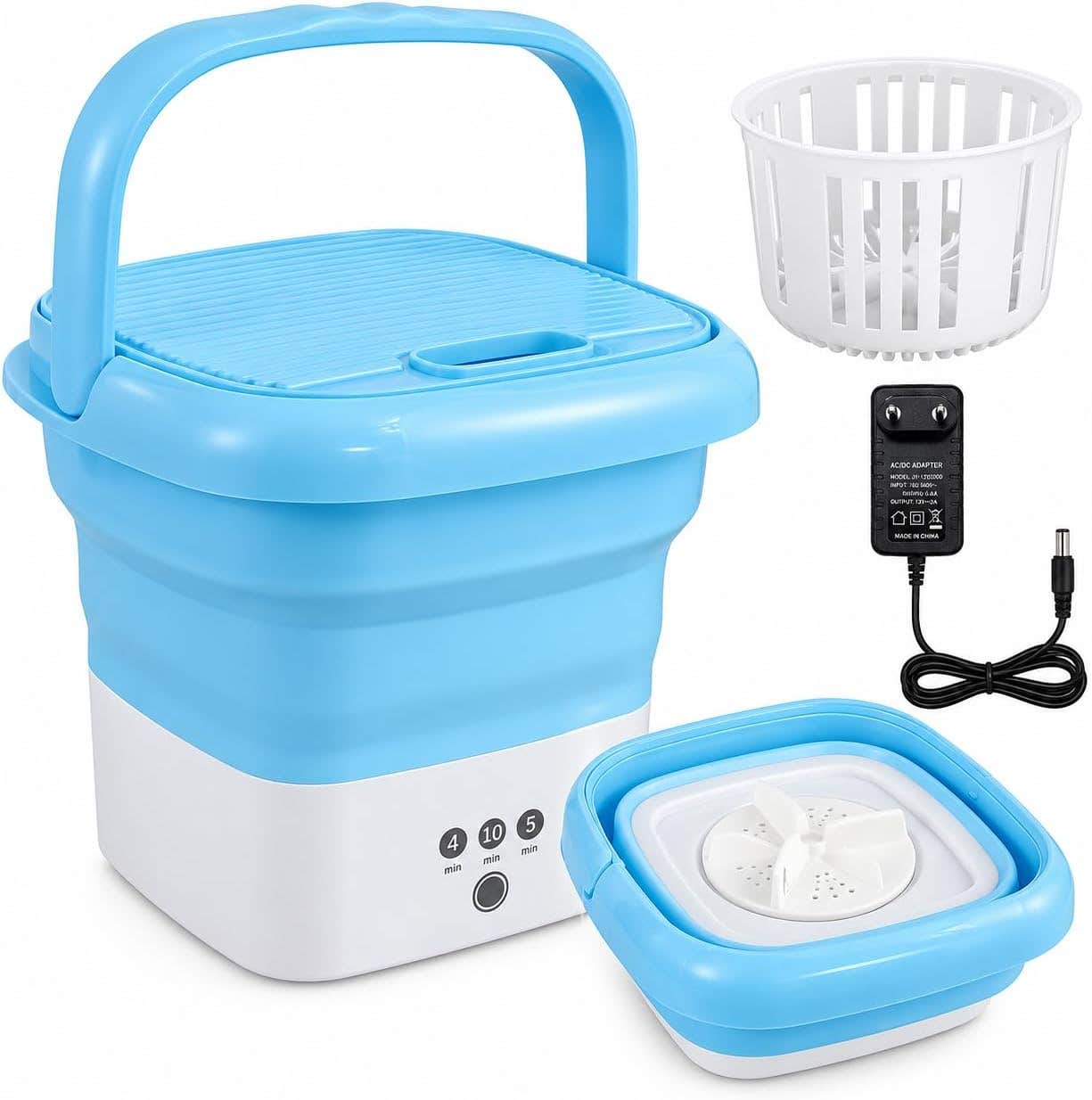 Portable Folding Mini Washing Machine with Spin Dryer for Travel Trips Beach Holidays and Dorm Rooms Multiple Colors