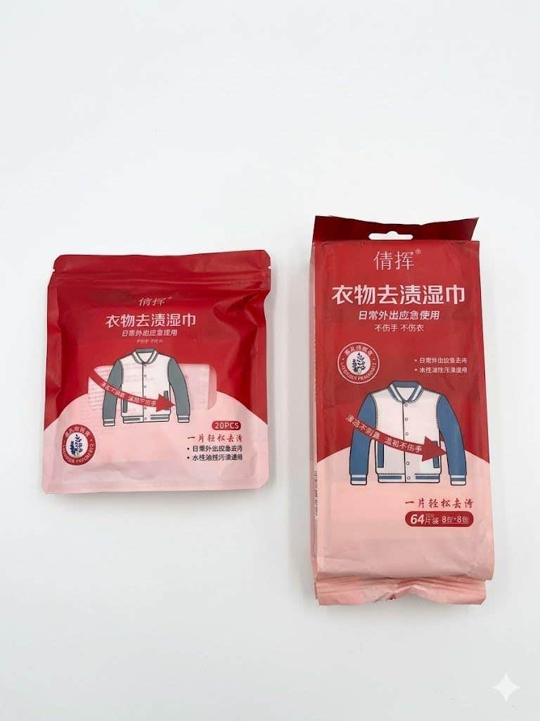 Generic Quick Stain Remover Wipes 2-Pack for Clothes, Lavender Fragrance