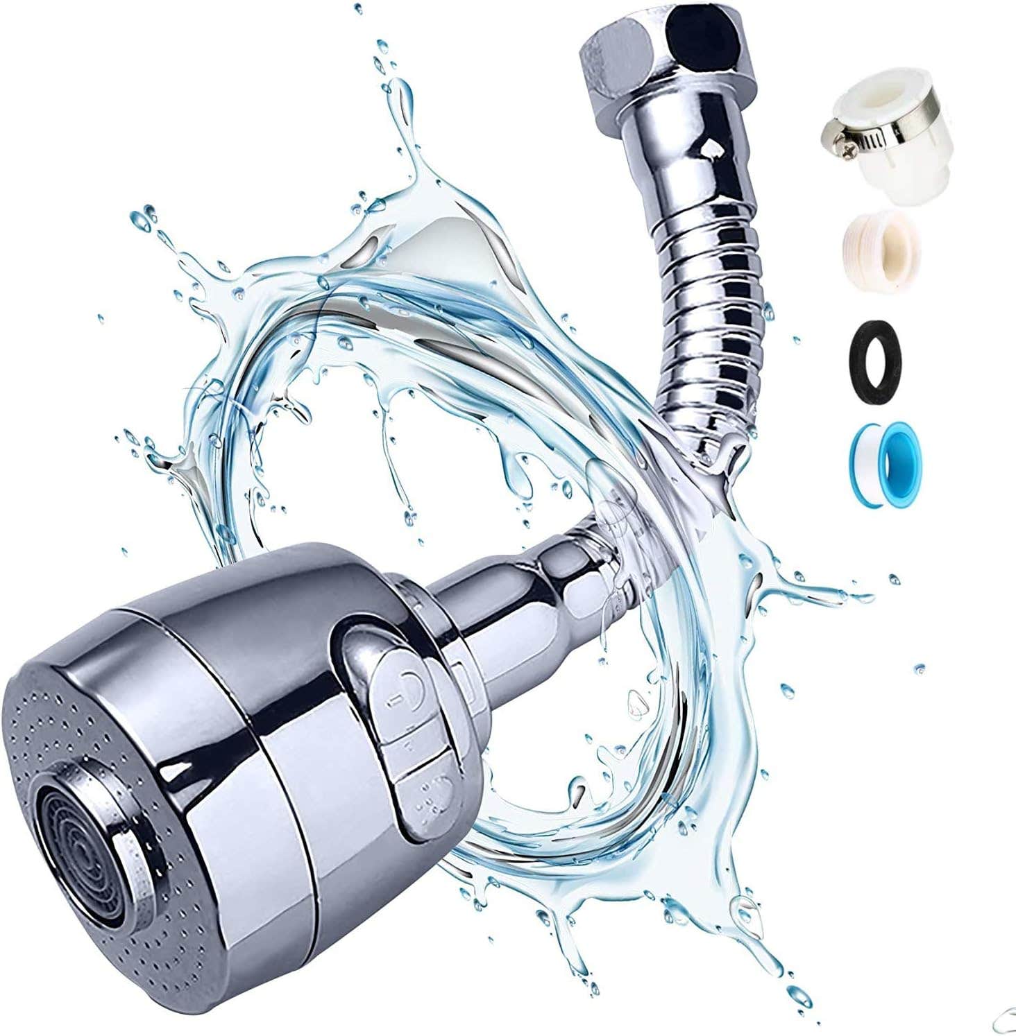 Spaceshoop 360° Kitchen Faucet Sprayer | Splash Filter, Adjustable Water Volume | Stainless Steel Design