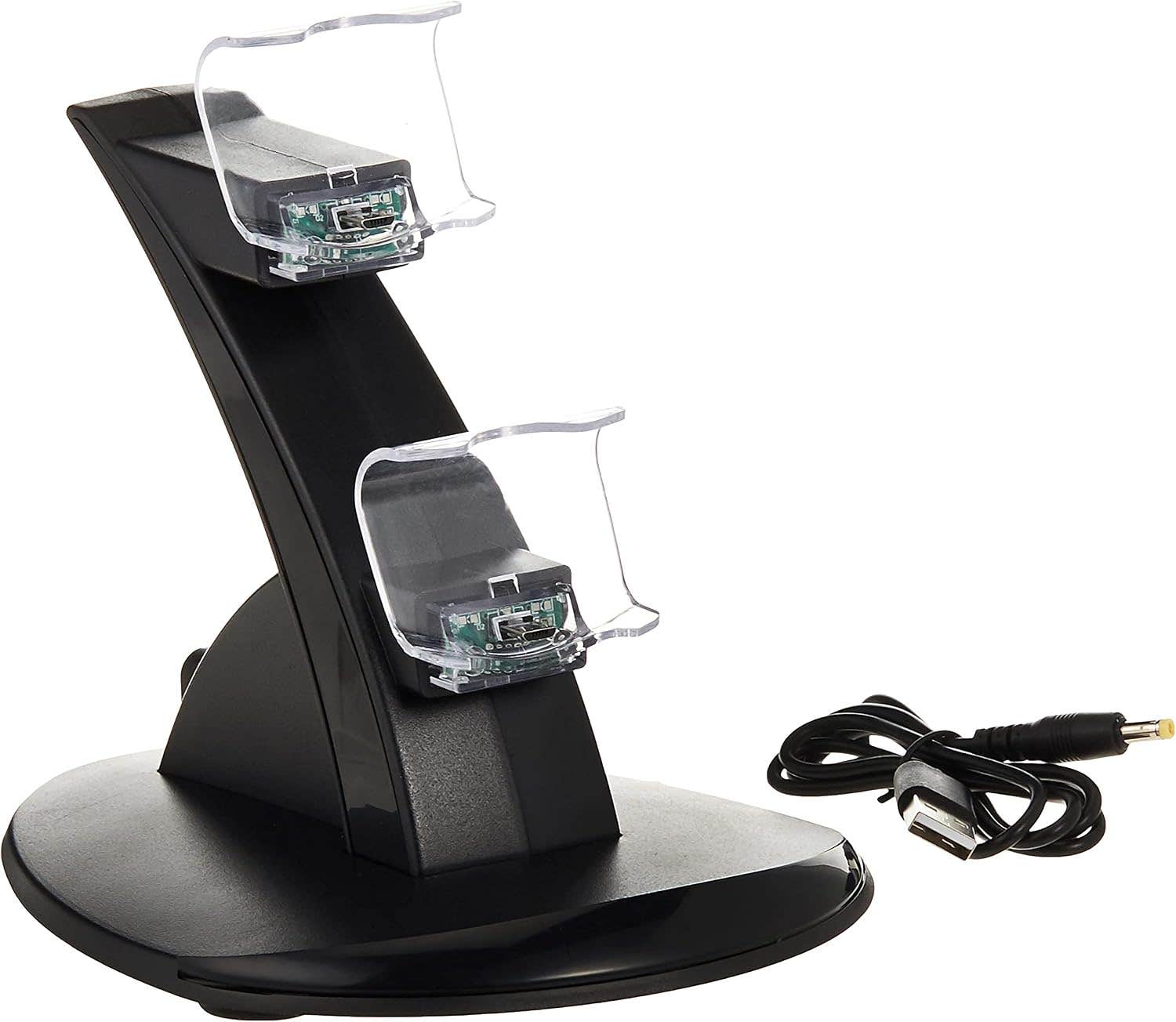 Dual Charger with USB LED Dock Station Charging Stand for Playstation 4 for PS4 Controller- BLACK