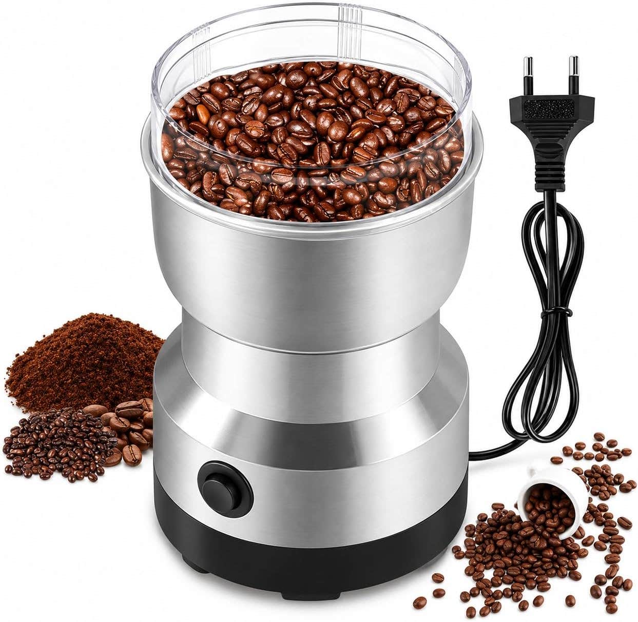 Generic 300W Electric Coffee and Spice Grinder - Stainless Steel Bowl, 4 Blades