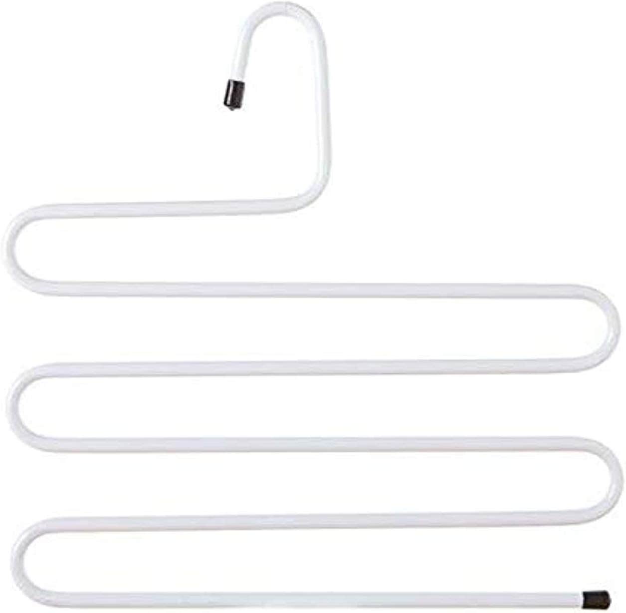 Stainless Steel Multi-Layer S-Style Pants Hanger, White - Space Saver
