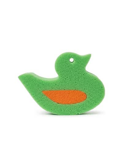 BUBBLES Duck Shaped Bath Sponge - Green & Orange - Large Size