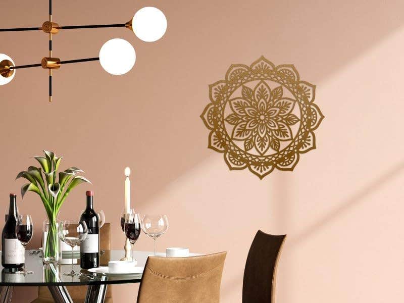 Mandala Wood Wall Art with Scalloped Edge - Brown - Home Gallery Store