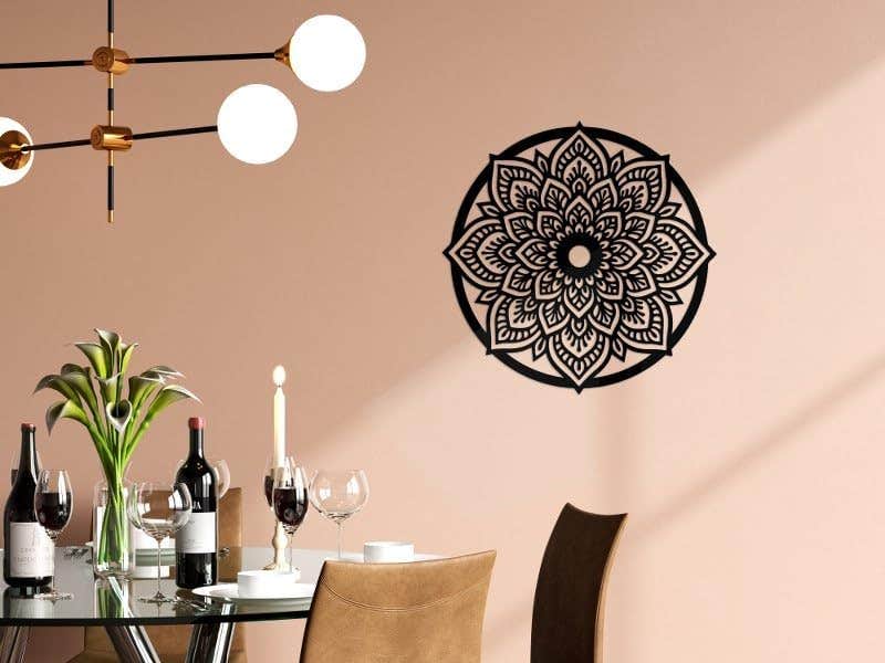 Home Gallery Store Black Wooden Wall Art - Bohemian Geometric Nature Design - 80x80cm