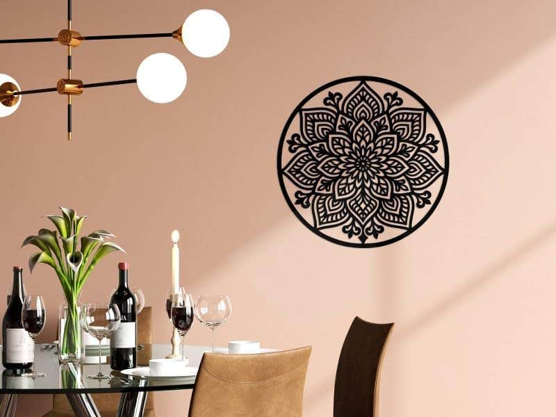 Sacred Geometry Round Wood Wall Art - Black - Home Gallery - Landscape Orientation