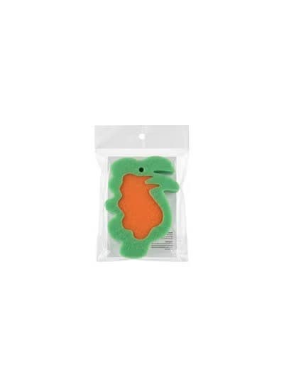 BUBBLES Kids Bath Sponge - Horse Shape, Green/Orange - Large Size
