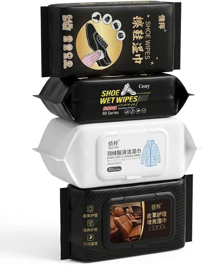 Pack of 4 Quick Rescue, Multi-Purpose Cleaning Wipes for Car, Clothes, Shoes, Emergency Cleaning
