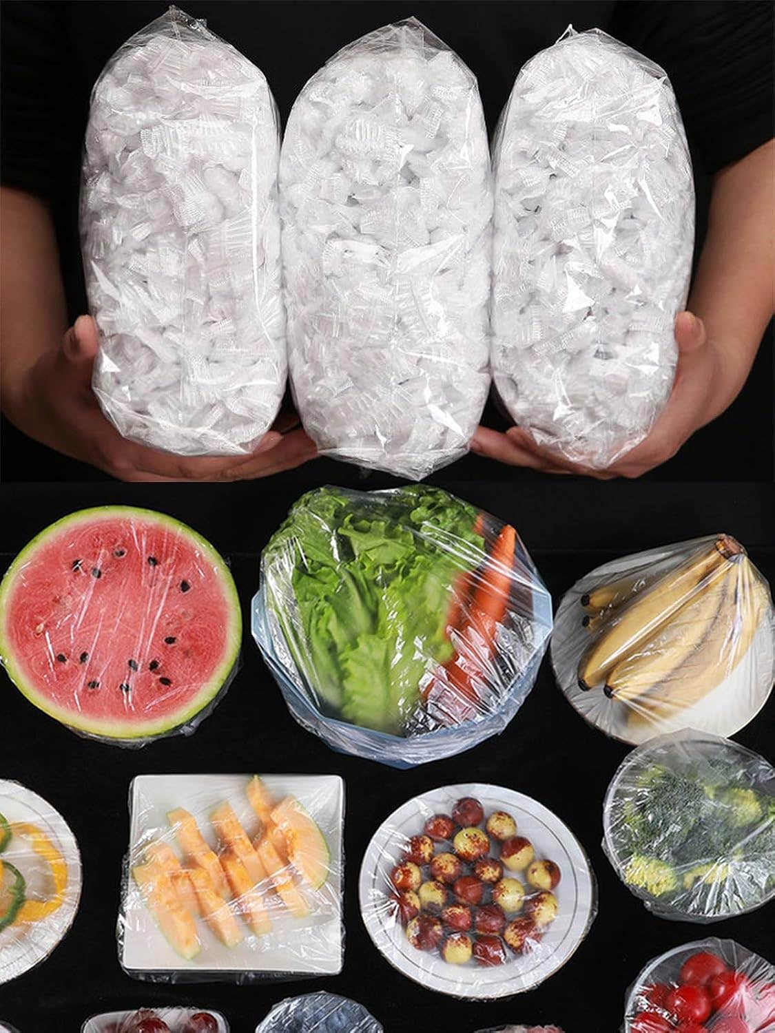 300PCS Elastic Food Covers Fresh Keeping Bags Disposable Stretchable Bowl Covers Universal Kitchen Wrap Seal Bags for Food Storage Bread Proofing and Outdoor Picnics, Adjustable Household Plastic Wrap