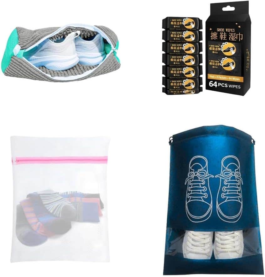 Package Complete Shoe Care - Wash, Clean & Protect - Includes Laundry Bags & Cleaning Wipes