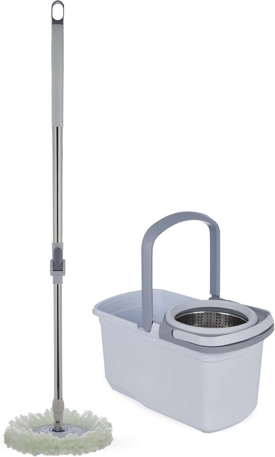Mob set with Bucket, Plastic with Stainless steel - Grey With Blue