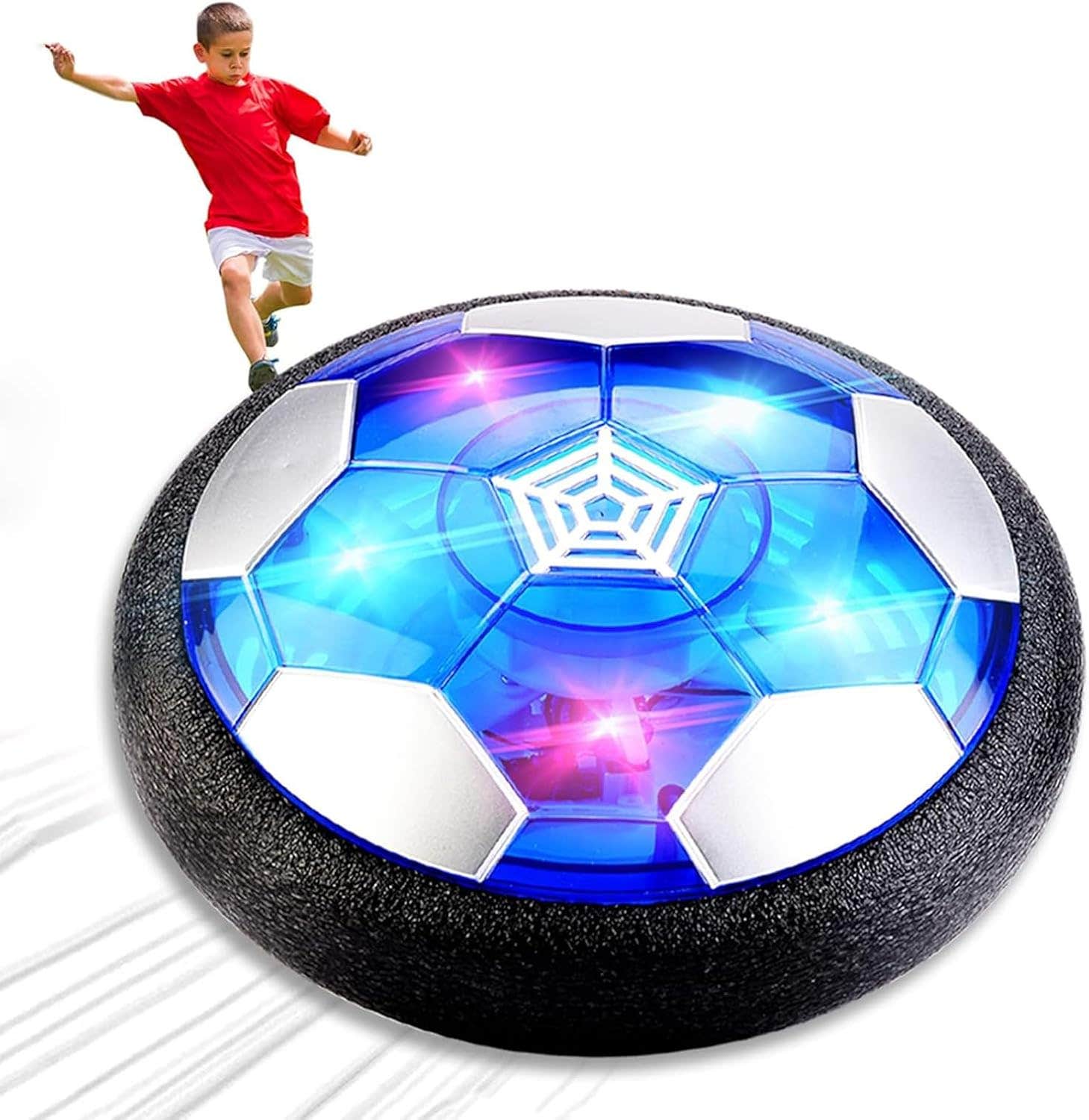 Beauenty Hover Soccer Toy, Rechargeable Floating Soccer Ball with Led Lights and Foam Cushion, New Soccer Toys for Indoor Use, Best Gift for Children's Soccer Toys (C)
