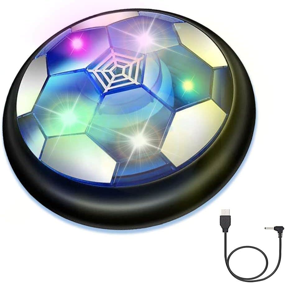 JRD&BS WINL Hover Soccer Ball Toys for Boys Girls,Rechargeable Floating Soccer Ball with Led Lights and Foam Cushion,Indoor Air Football Game Perfect Birthday for Kids Age 3-15 (Black)