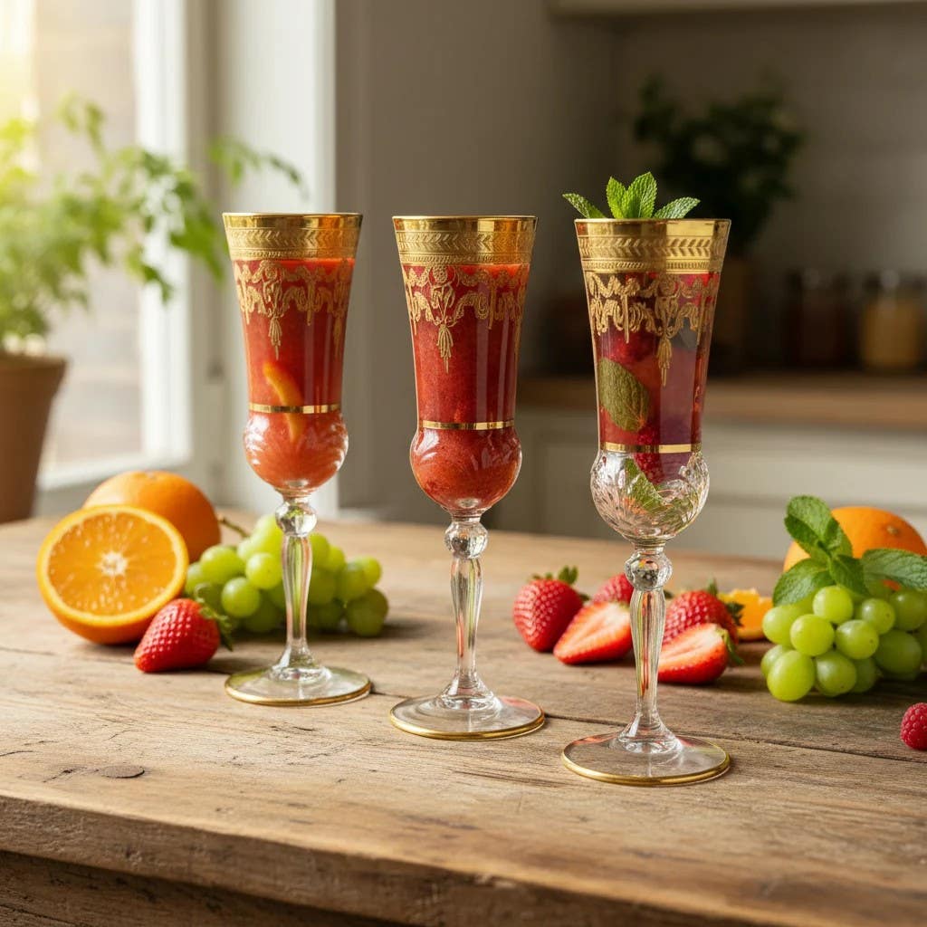 Italian Crystalline Juice Glass Set - 6-Piece Drinkware Ensemble