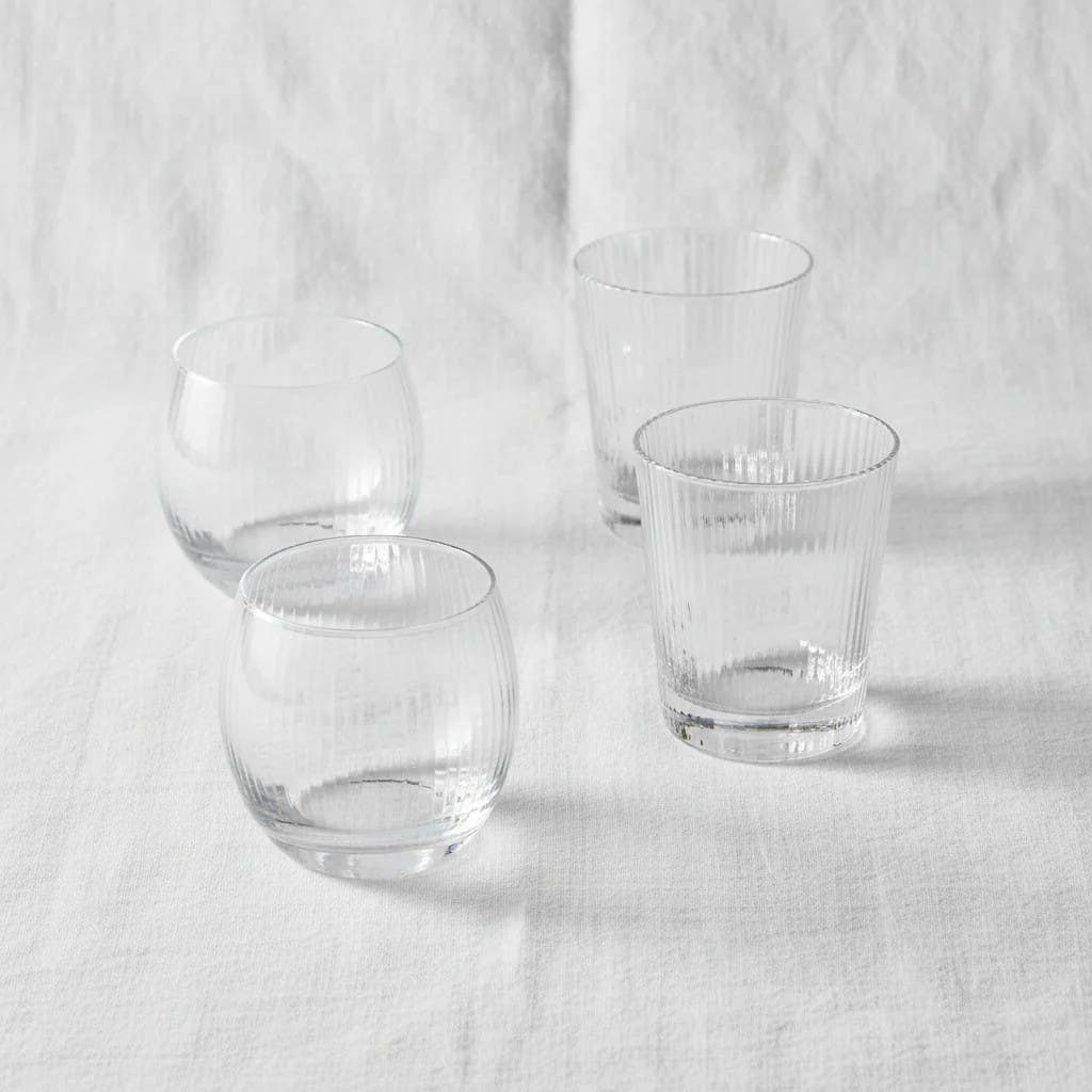 Sophisticated Striped Clear Glass Juice Set 4-Piece (220ml)