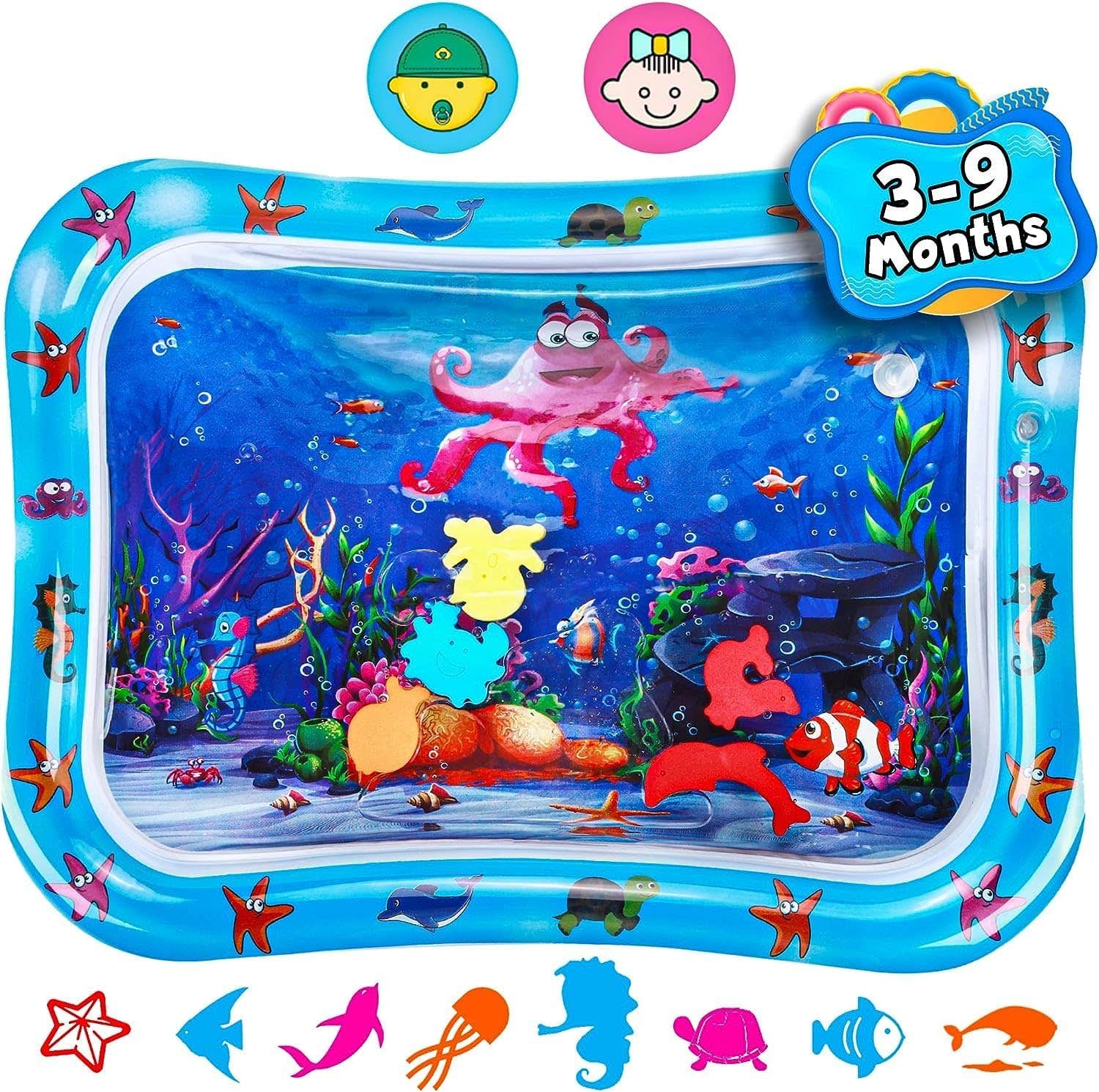 Jestilo Inflatable Tummy Time Water Mat Baby – Infant and Toddler Play Sensory Toys for Early Development Activities | Age 3 to 12 Months