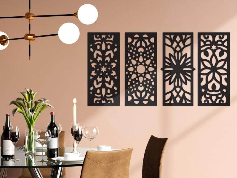 Celestial Garden Wood Wall Art - Black Landscape Rectangular Home Gallery