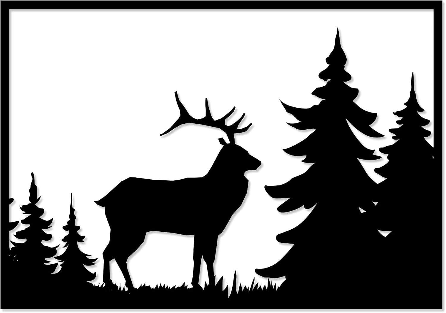 Home Gallery Deer Wall Sculpture - Wooden Art 60x80 cm | Black
