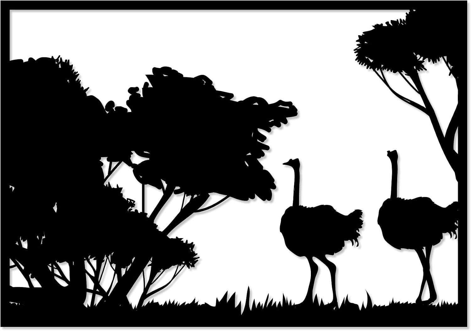 Home Gallery Minimalist Ostrich Wooden Wall Art 60x80 cm Landscape Sculpture