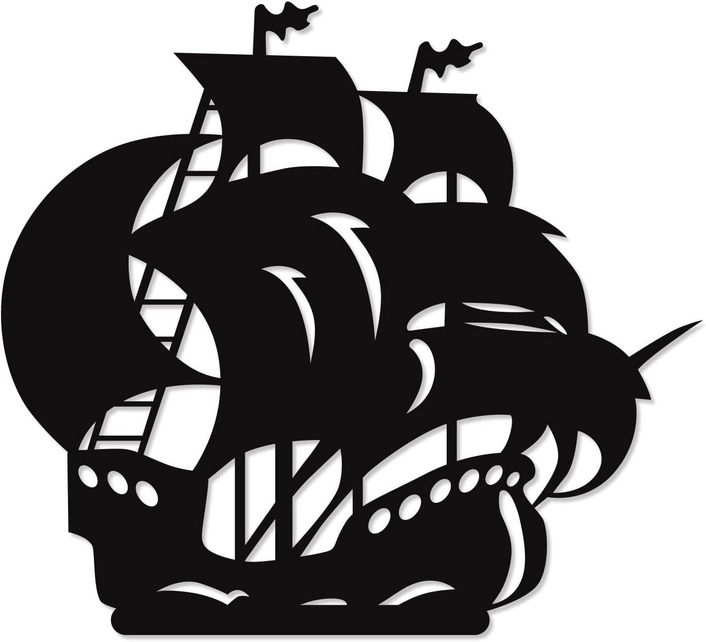 Home Gallery Nautical Pirate Ship Wooden Wall Art 80x80 cm - Decorative Sculpture