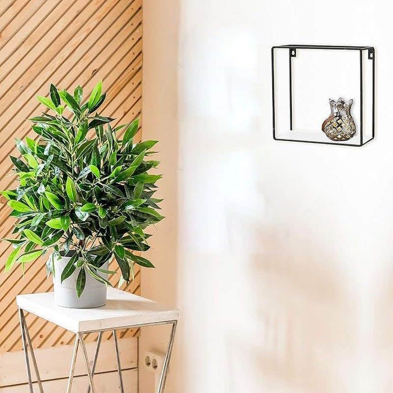 Metal Single Cube shelf - White