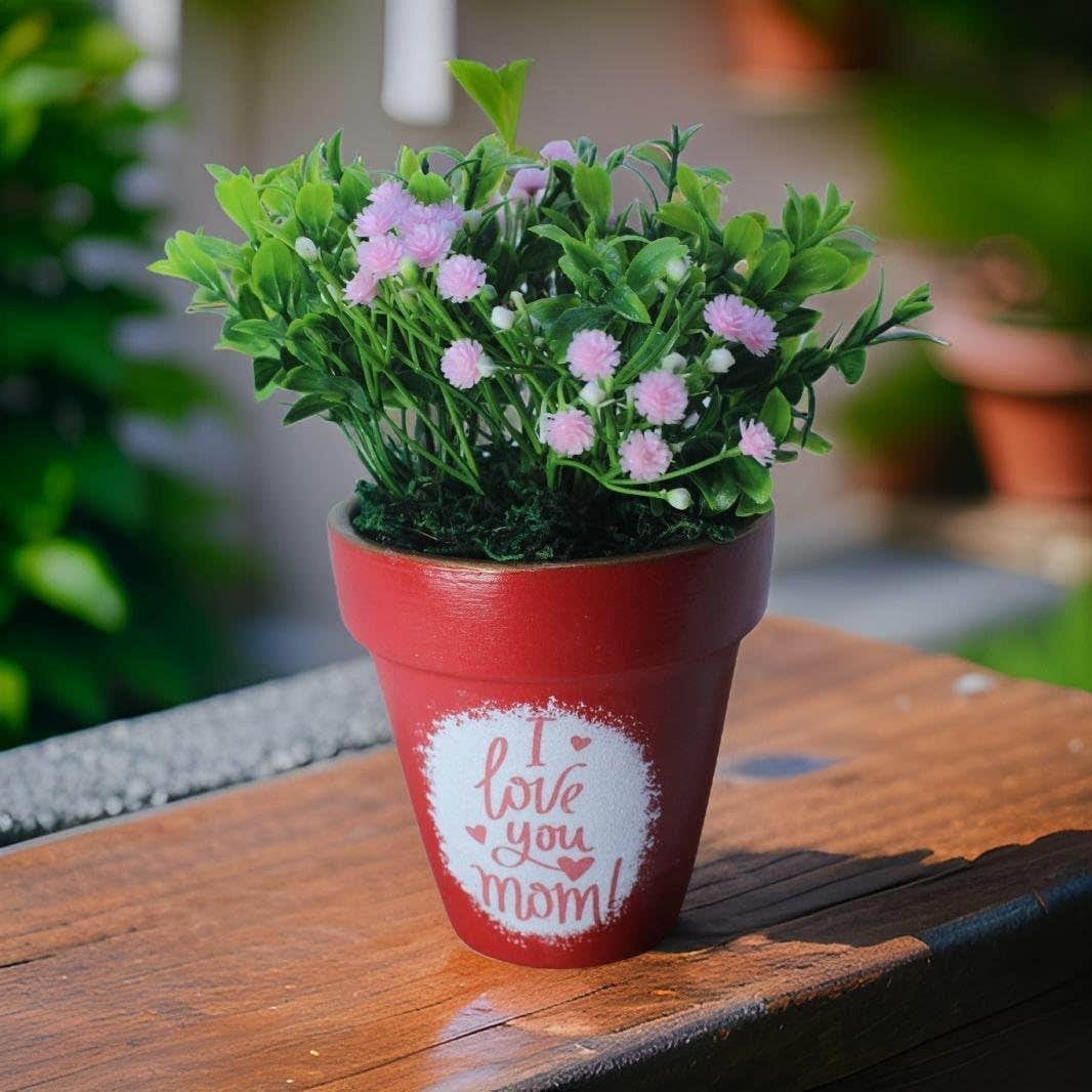 Red Artificial Handmade Plant - 10cm, FunnyPot Brand