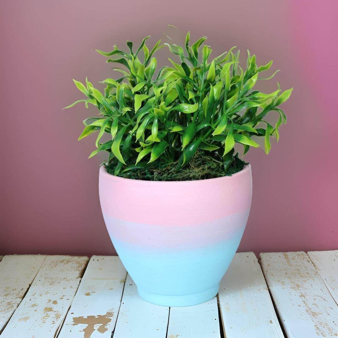 Handmade Pink & Baby Blue Artificial Plant | Lightweight 100g - FunnyPot
