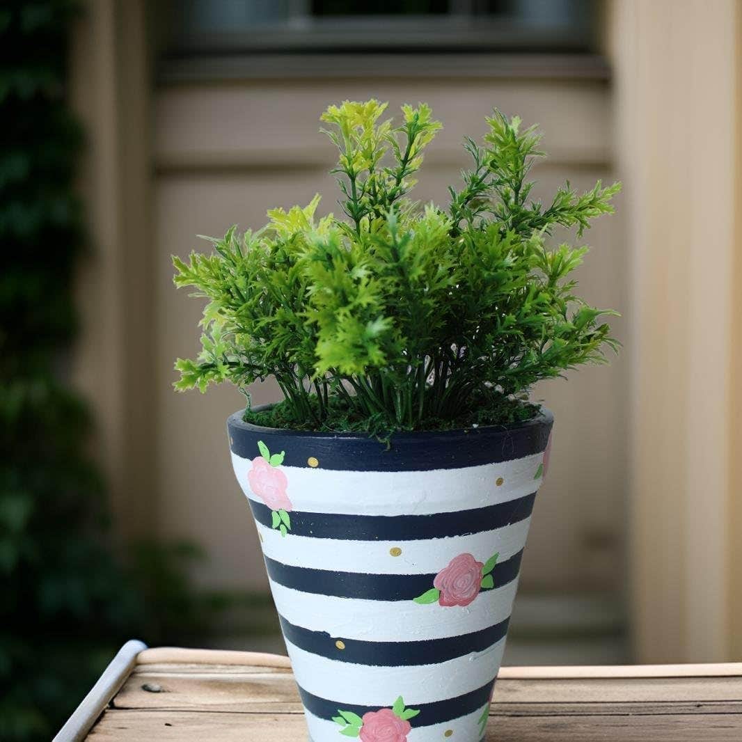 Handmade Black Industrial Artificial Plant in Pot - 12cm