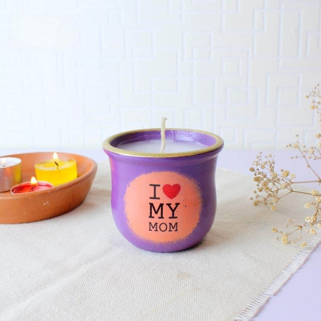 Mauve Scented Candle - Handmade Pottery 100g - FunnyPot