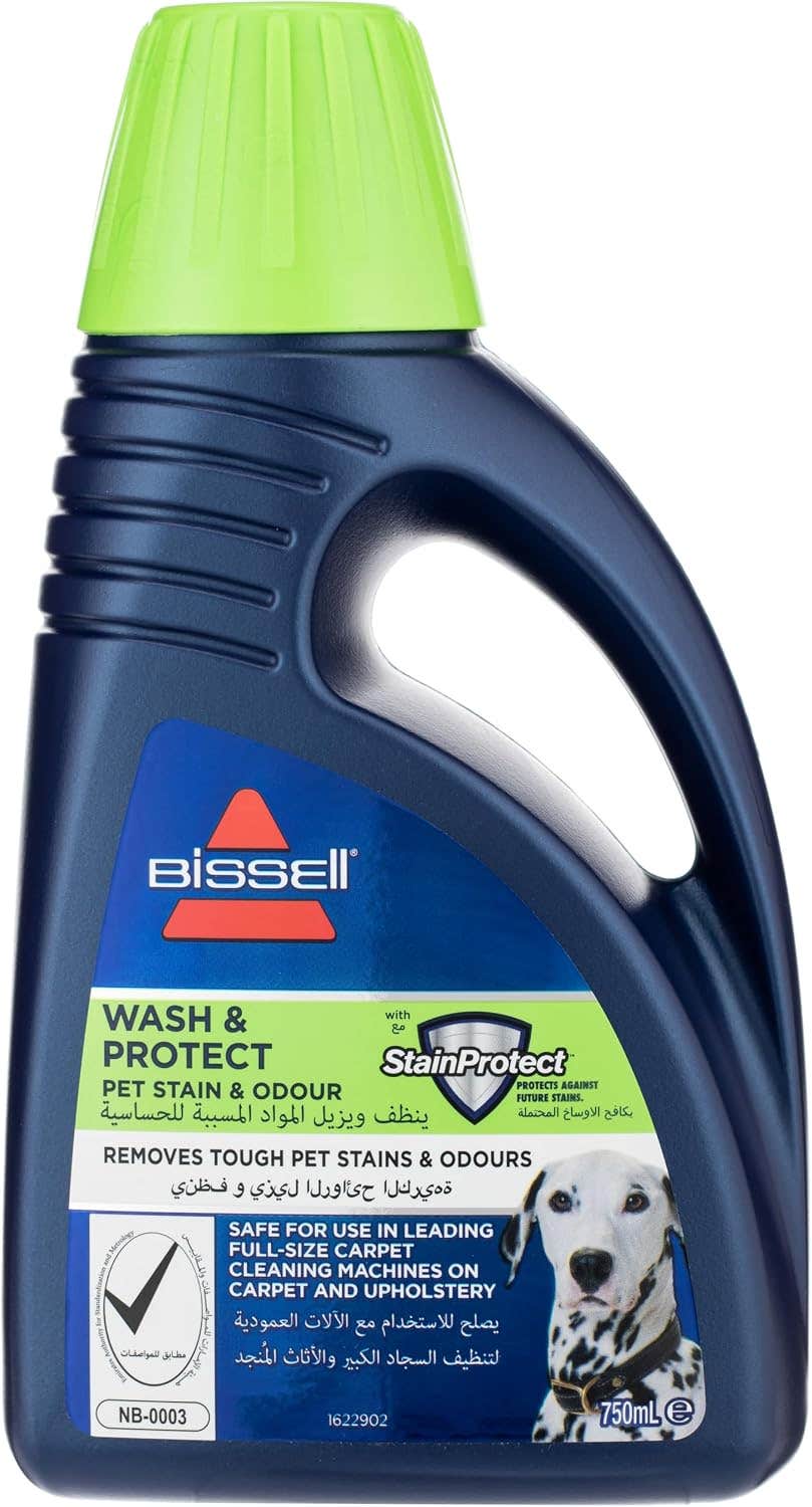 BISSELL Wash & Protect Carpet Pet Stain & Odour Cleaning Formula – Eliminates Tough Pet Stains, Neutralizes Odours, Safe for Carpets & Upholstery, Fresh Scent