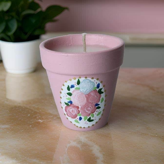 Handmade Pink Pottery Scented Candle 6cm - FunnyPot