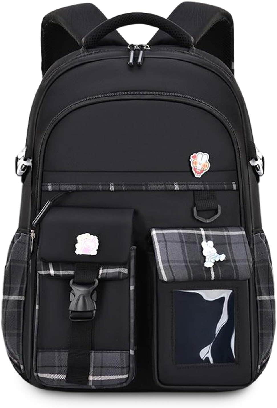 FANDARE Children's Backpack School Backpacks Satchels Backpack Elementary School Backpack Casual Girls Boys Backpack for Primary Students Travel with Plush Pendant & Cute Badge