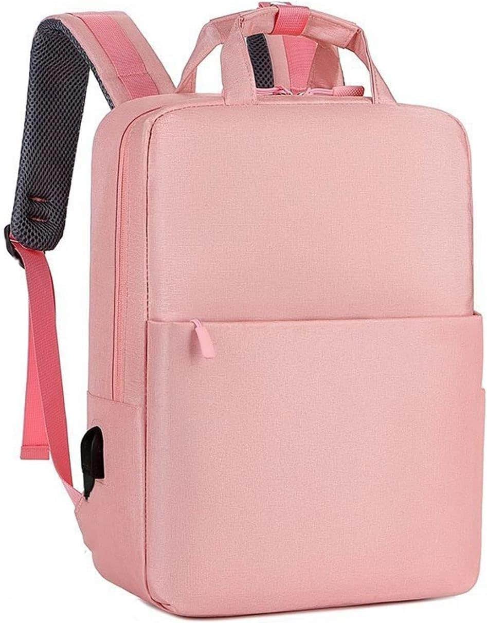 Bookbags for Teen Girls Large Capacity Women's School Backpack Waterproof Rechargeable Laptop Travel School Bag Portable Lightweight Practical (Color : Pink)