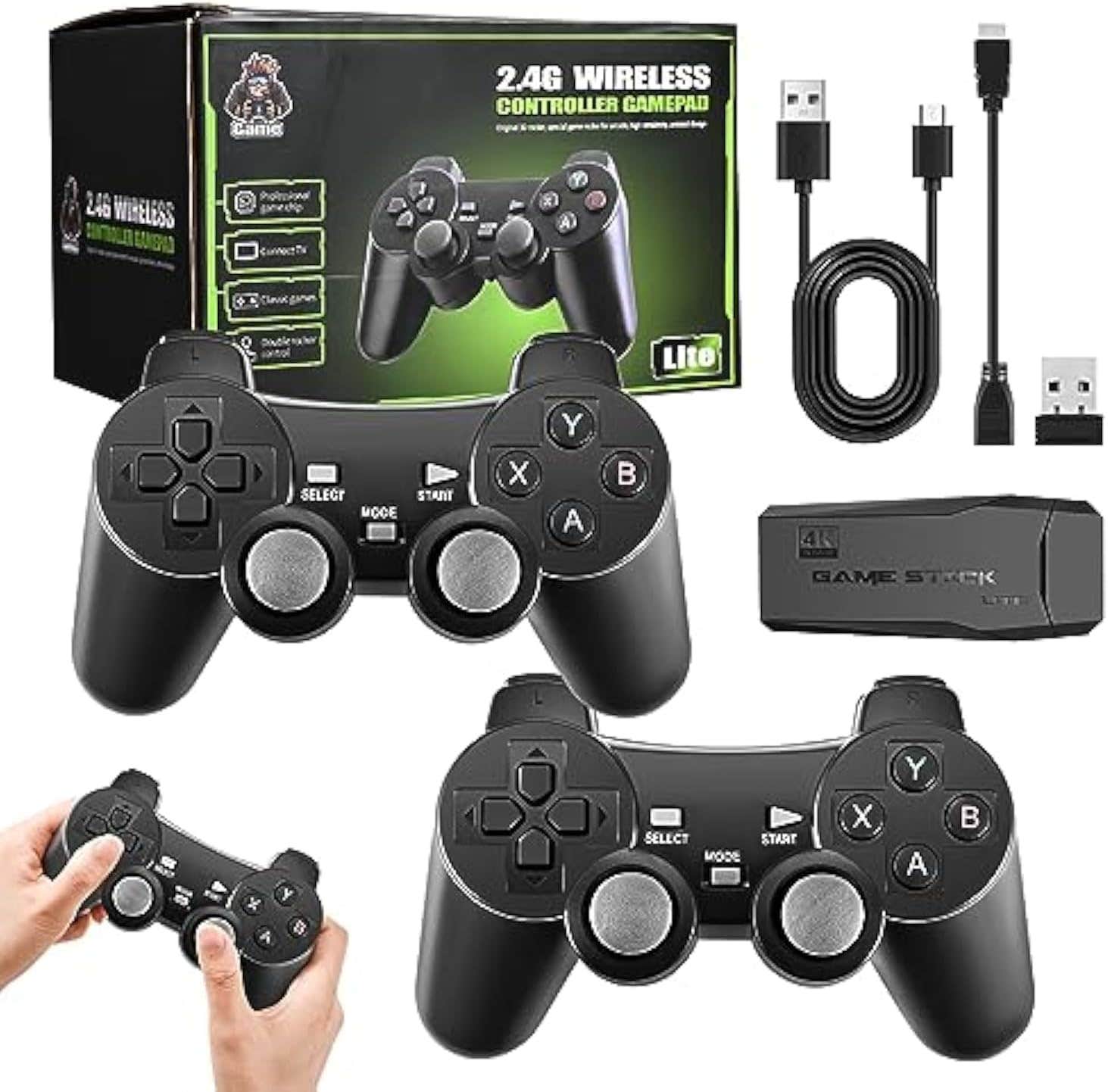 Zain Retro Game Console | 10000+ Classic Games, Dual Wireless Controllers, HDMI Output