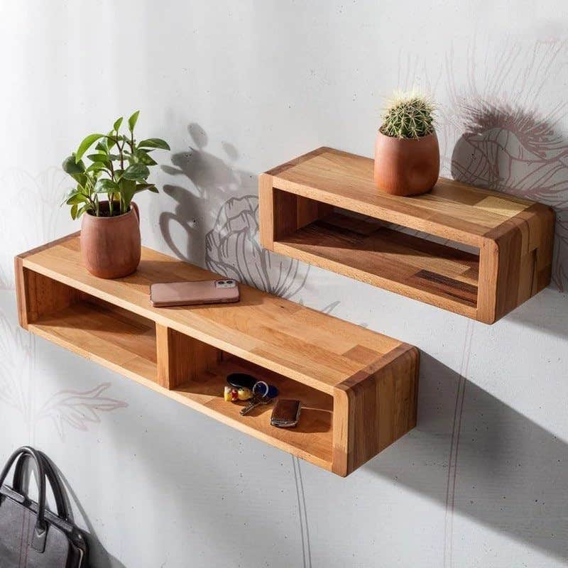 Wood Box Rectangle Wall Mount Shelves