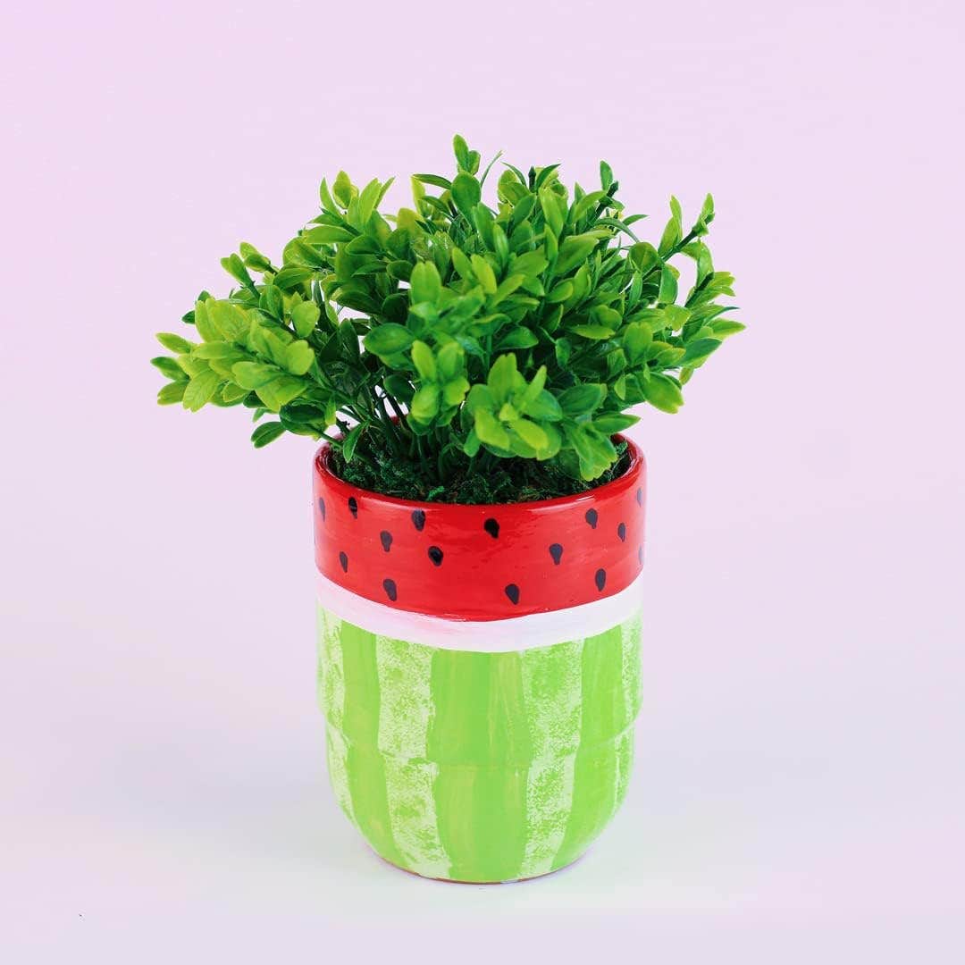 Watermelon Hand Made Crock Pot Artificial Plant