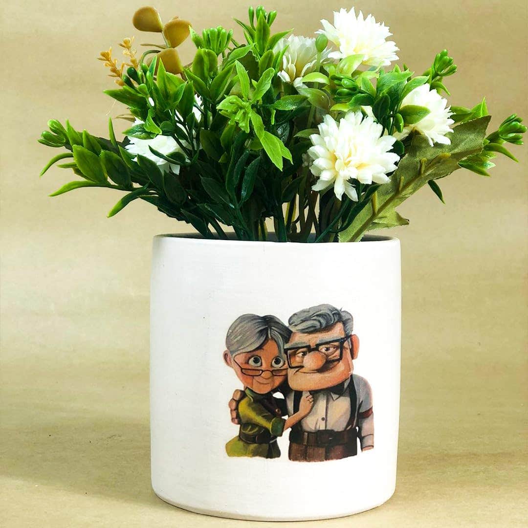 10cm White Industrial Artificial Plant Pottery Handmade Botanical