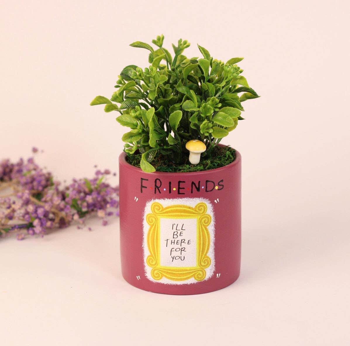 Dark Mauve Botanical Artificial Plant Stoneware Pot - FunnyPot