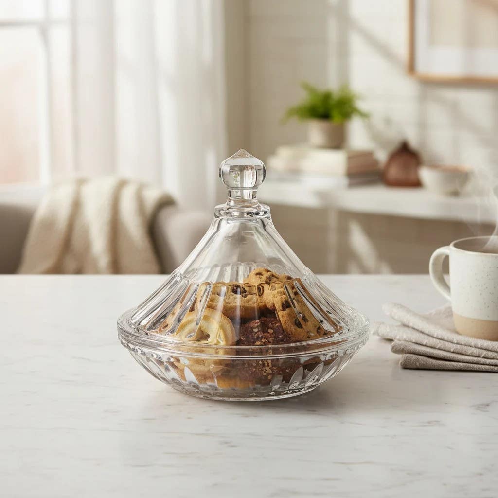 The Conservatory Glass Cookie Bowl with Lid - Elegant Serving & Storage