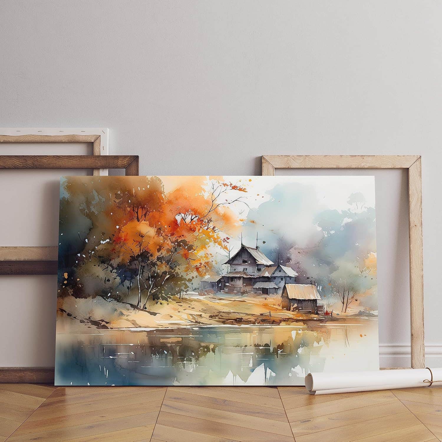 Watercolor House Painting Print on Canvas | Home Gallery | 60x40 cm