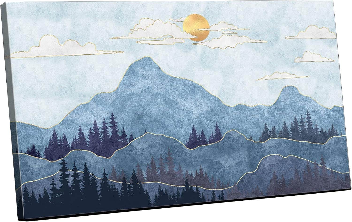 Blue Abstract Mountain Silhouette Canvas Wall Art 60x40cm - Home Gallery Store