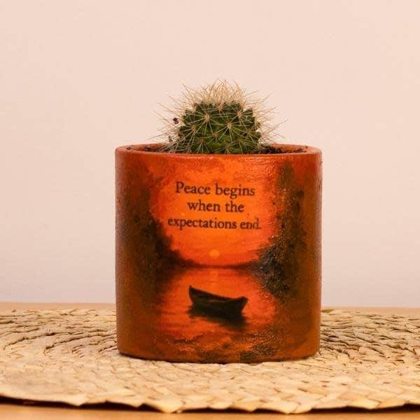 Handpainted Inspirational Quote Planter Pot, Terracotta