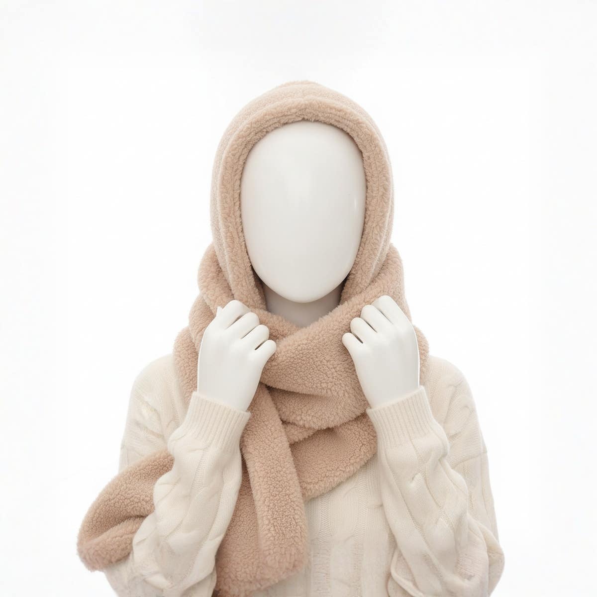 Women Kawaii Bear Ear Beanie Hat Scarf 2 in 1 - Cute Winter Warm Sherpa Thicken Fleece Fuzzy Japanese Fluffy Knit Hat Cap
