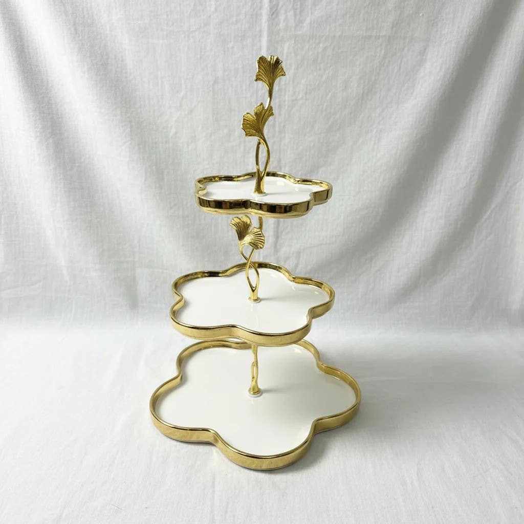 Decorative Ceramic Candy 3-Level Serving Tray - Dishesnmore