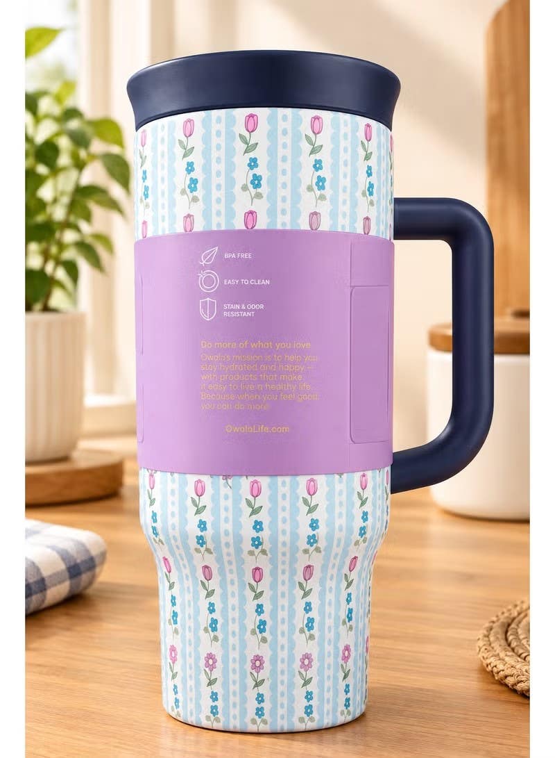 Owala 1200ml Thermal Mug with Double Insulation - Leak-Proof Lid & Straw - Sky Blue