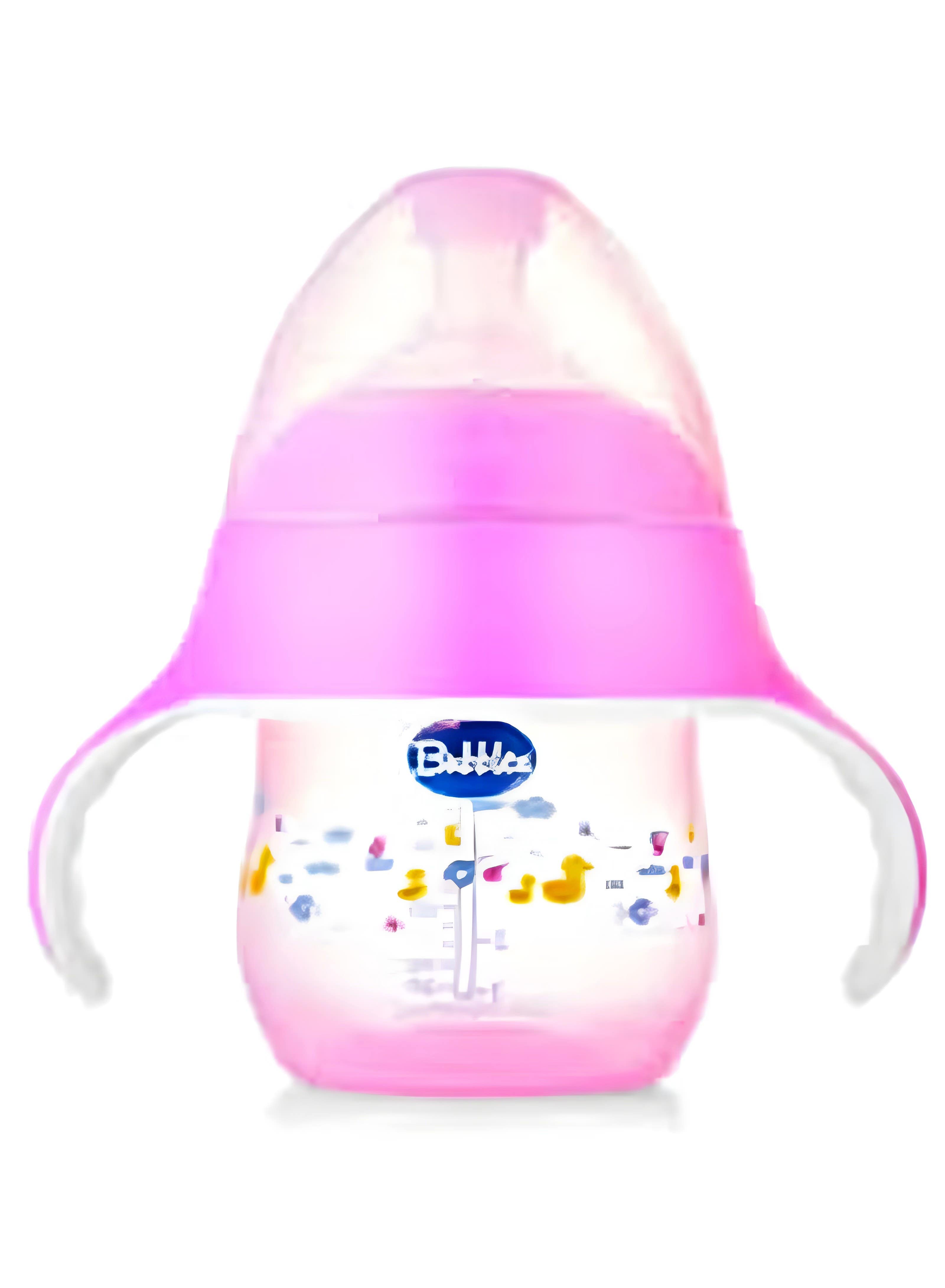 BUBBLES Natural Baby Feeding Bottle 150ml with Handle (3+ Months) - Pink, Multiple Designs