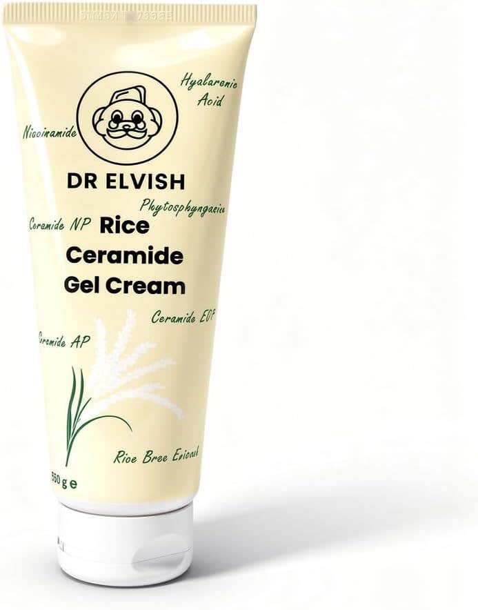 Dr. Elvish Rice Ceramide Gel Cream Lightweight Hydrating Face Moisturizer with Rice Bran Extract, Ceramides 1/3/6-II, Hyaluronic Acid & Niacinamide | Strengthens Skin Barrier & Soothes Sensitive Skin
